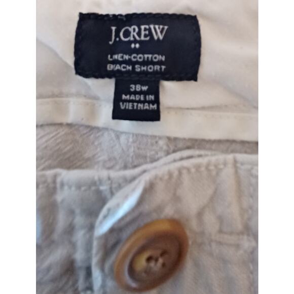 J. Crew Men's Tan Linen Cotton Beach Shorts Size 38 Waist Inseam 8 inches - Picture 5 of 7